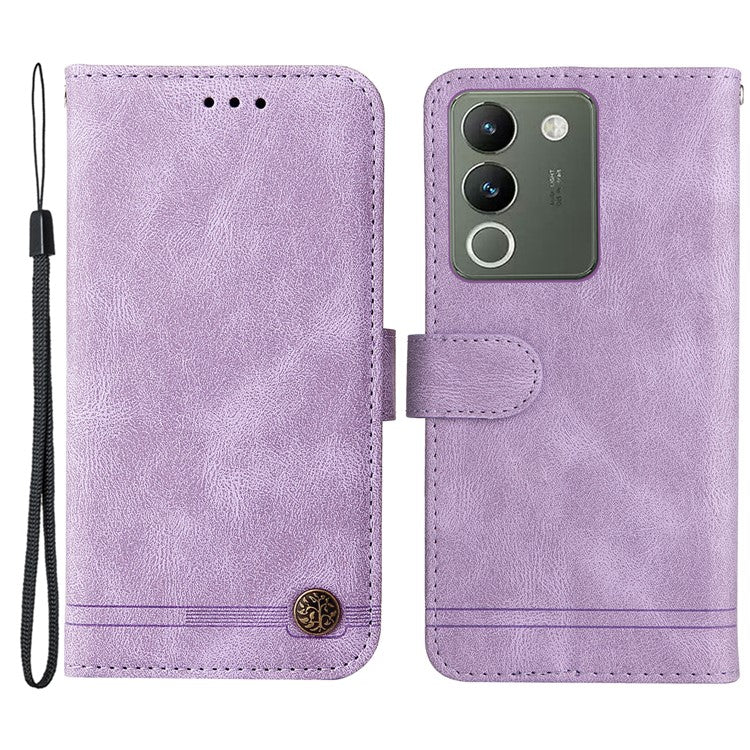 For vivo Y200 (India) 5G / V29e (Global) 5G Leather Phone Case with Life Tree Hardware Decor - Purple