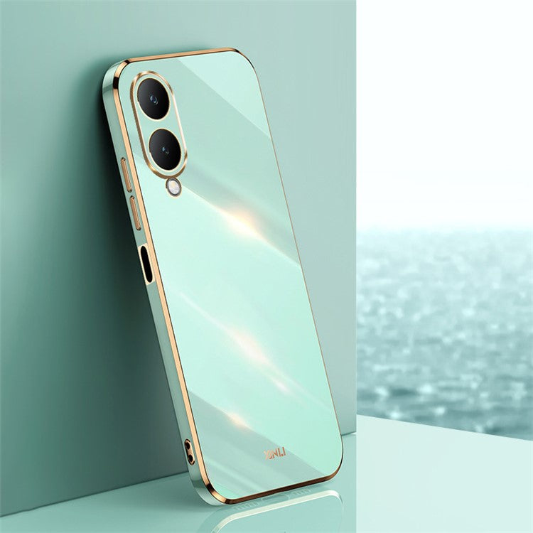 XINLI For vivo Y17s 4G Electroplating Case TPU Anti-Scratch Protective Cover - Cyan