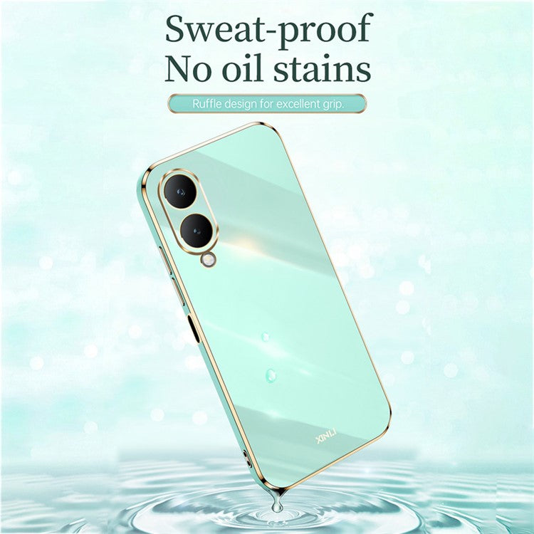 XINLI For vivo Y17s 4G Electroplating Case TPU Anti-Scratch Protective Cover - Cyan