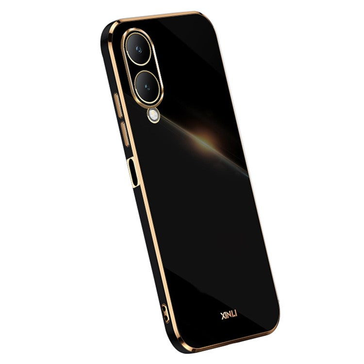 XINLI For vivo Y17s 4G Electroplating Case TPU Anti-Scratch Protective Cover - Black