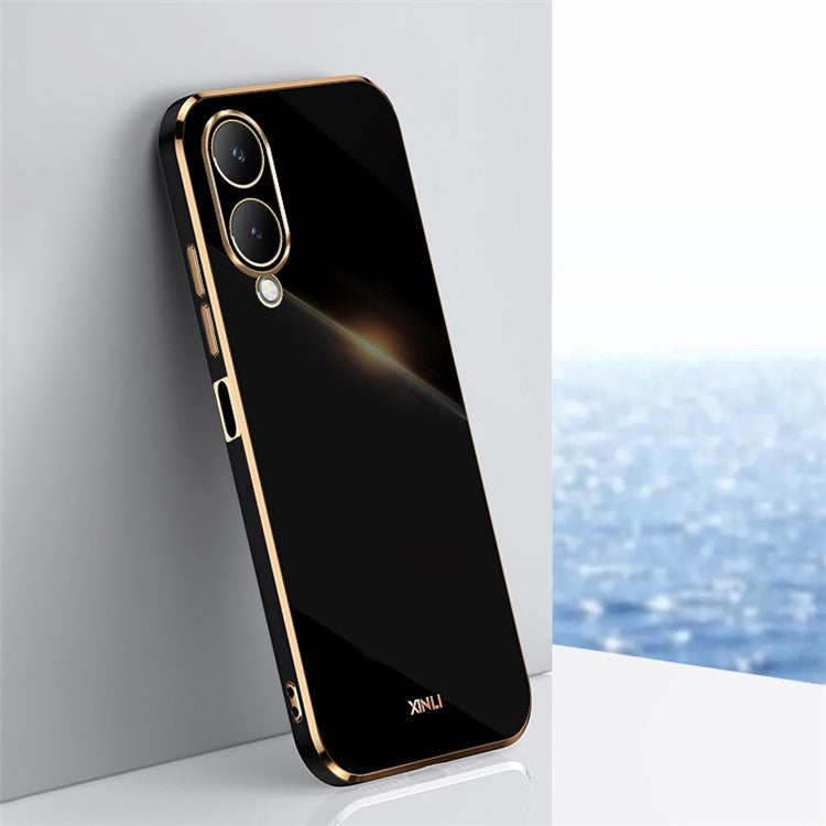 XINLI For vivo Y17s 4G Electroplating Case TPU Anti-Scratch Protective Cover - Black