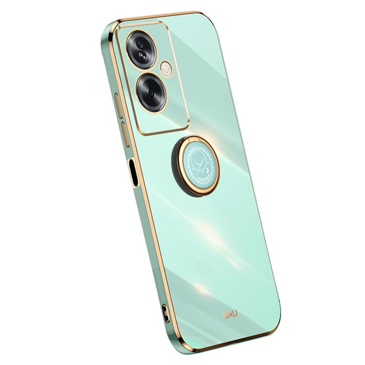 XINLI For Oppo A2 5G / A79 5G Soft TPU Case Electroplating Technology Kickstand Cover - Cyan