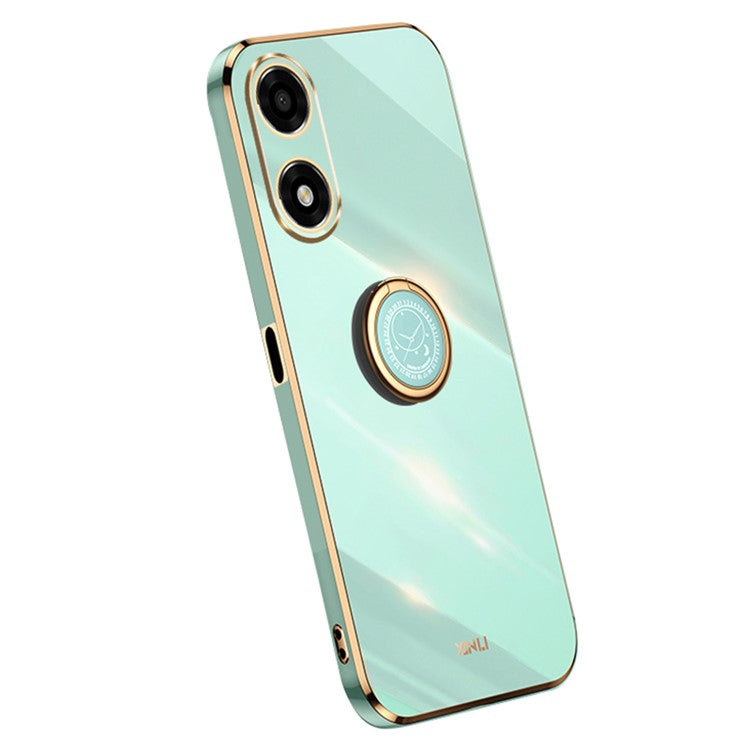 XINLI For Oppo A2x 5G Case Kickstand Ring Holder Design Phone Cover - Cyan