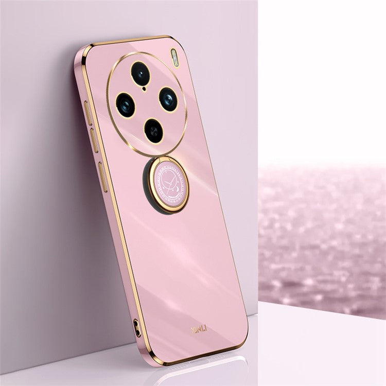 XINLI For vivo X100 Pro 5G Electroplating Phone Case Ring Holder Shockproof Protection Cover - Purple