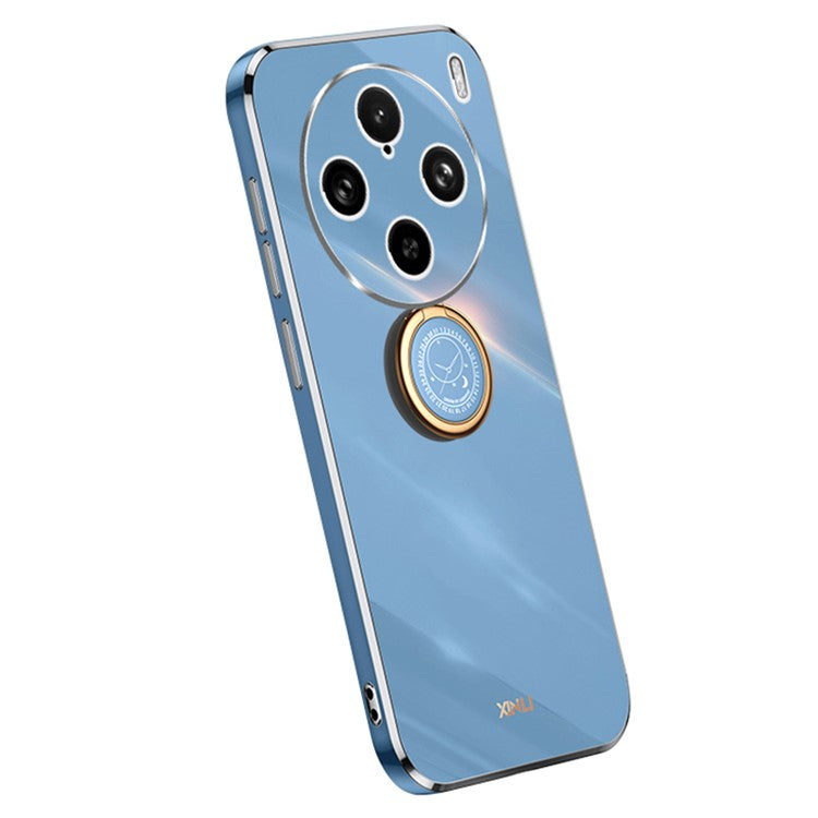 XINLI For vivo X100 Pro 5G Electroplating Phone Case Ring Holder Shockproof Protection Cover - Blue