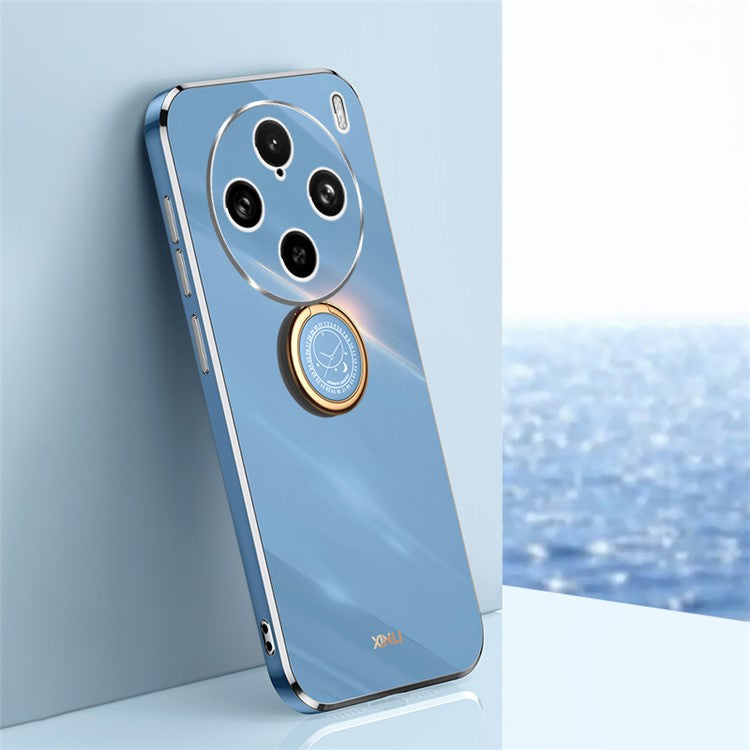 XINLI For vivo X100 Pro 5G Electroplating Phone Case Ring Holder Shockproof Protection Cover - Blue