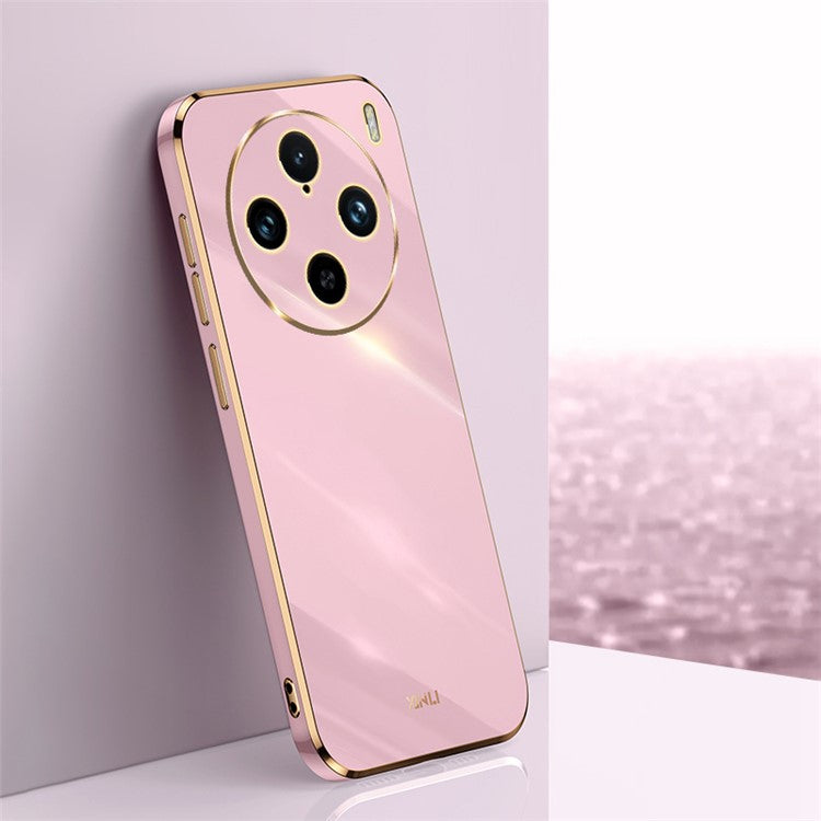 XINLI For vivo X100 Pro 5G Phone Case TPU Protection Cover Electroplated Gold Edges - Purple