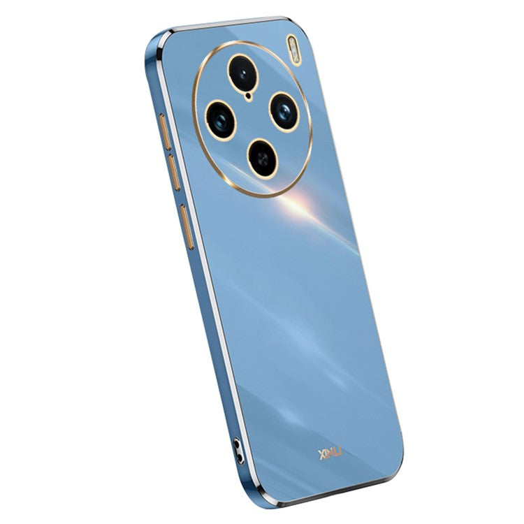 XINLI For vivo X100 Pro 5G Phone Case TPU Protection Cover Electroplated Gold Edges - Blue