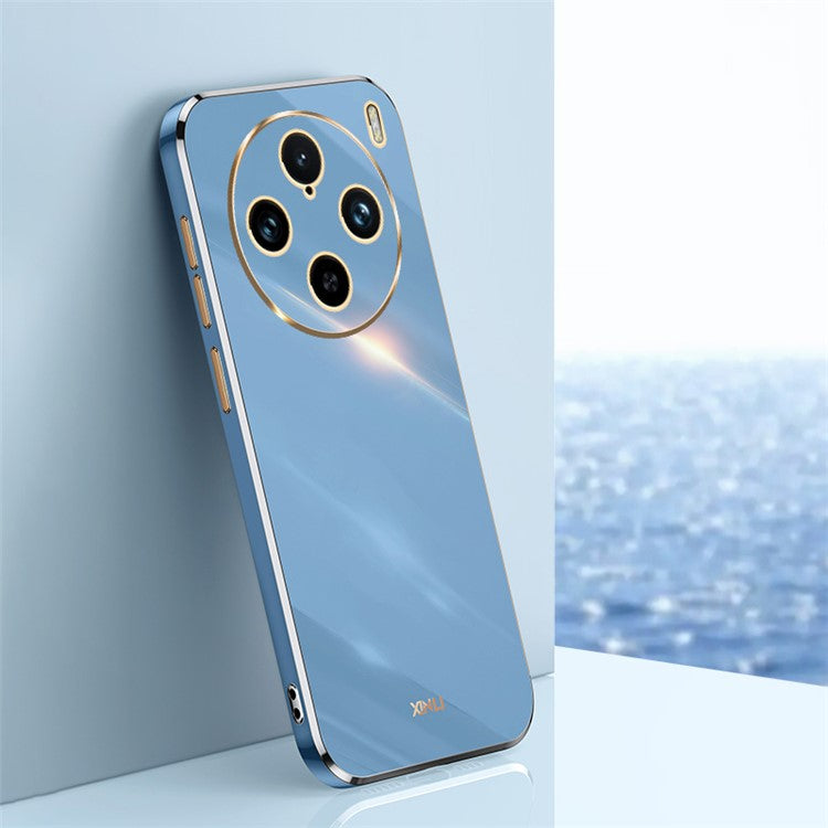 XINLI For vivo X100 Pro 5G Phone Case TPU Protection Cover Electroplated Gold Edges - Blue