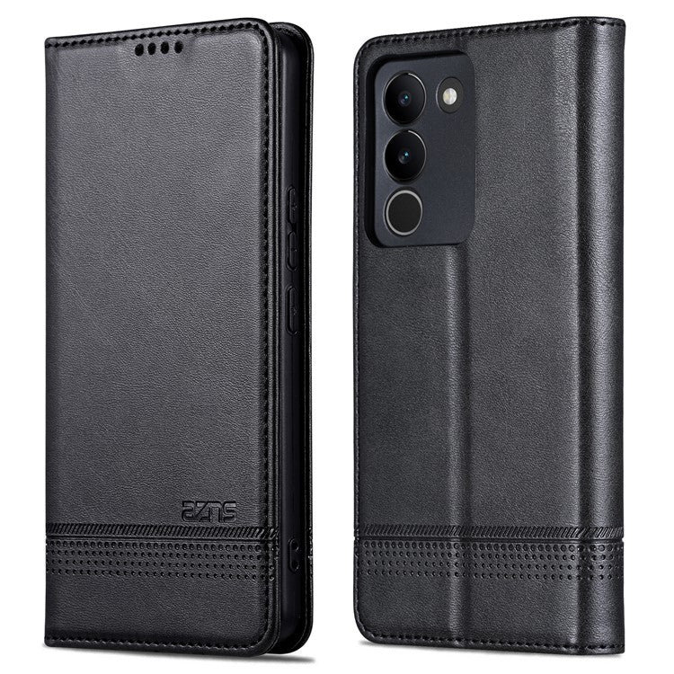 AZNS For vivo V29e (Global) 5G Magnetic Case Cowhide Texture Scratch-proof Phone Wallet Cover - Black