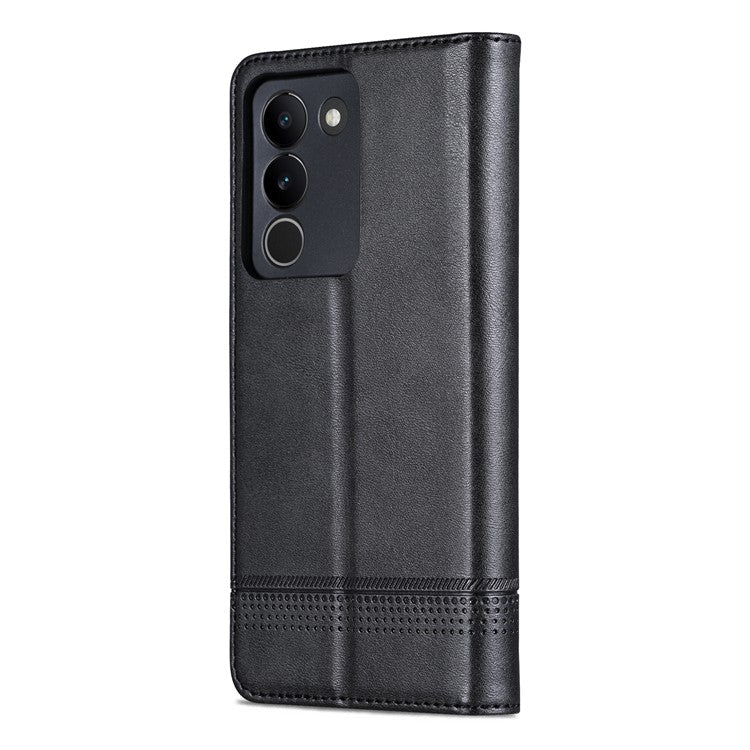 AZNS For vivo V29e (Global) 5G Magnetic Case Cowhide Texture Scratch-proof Phone Wallet Cover - Black