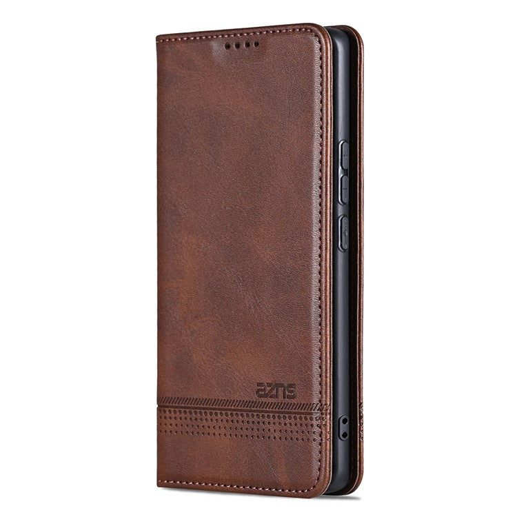 AZNS For vivo V29e (Global) 5G Magnetic Case Cowhide Texture Scratch-proof Phone Wallet Cover - Coffee