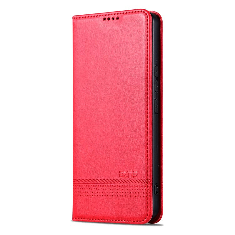 AZNS For vivo V29e (Global) 5G Magnetic Case Cowhide Texture Scratch-proof Phone Wallet Cover - Red