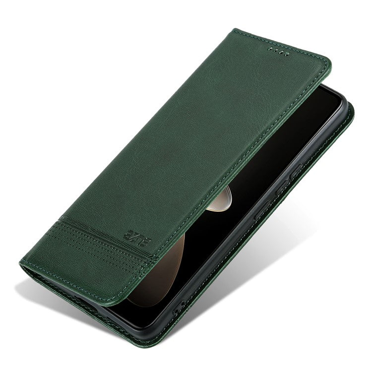 AZNS For vivo V29e (Global) 5G Magnetic Case Cowhide Texture Scratch-proof Phone Wallet Cover - Green