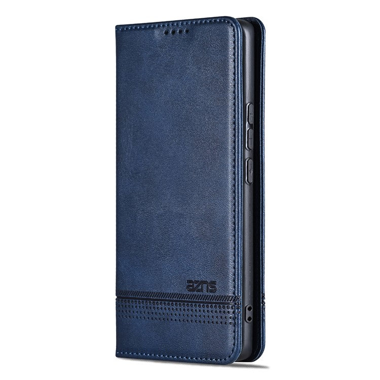 AZNS For vivo V29e (Global) 5G Magnetic Case Cowhide Texture Scratch-proof Phone Wallet Cover - Blue