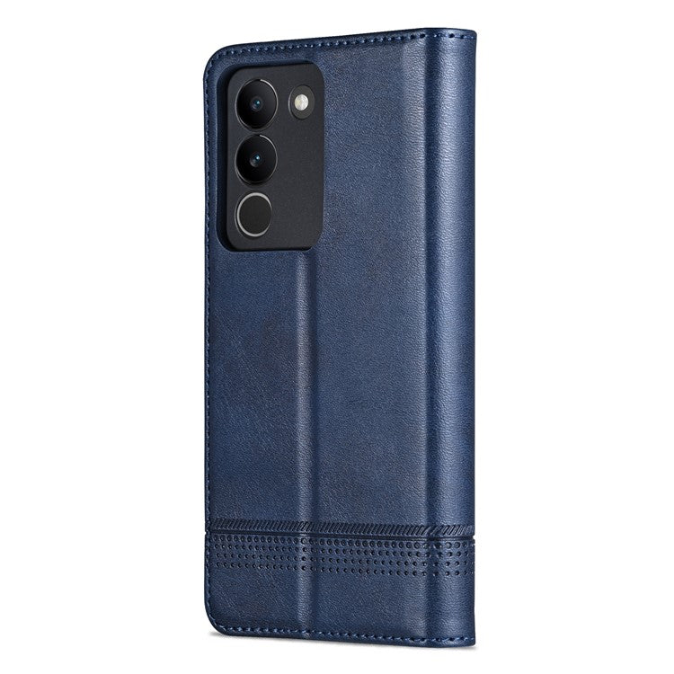 AZNS For vivo V29e (Global) 5G Magnetic Case Cowhide Texture Scratch-proof Phone Wallet Cover - Blue