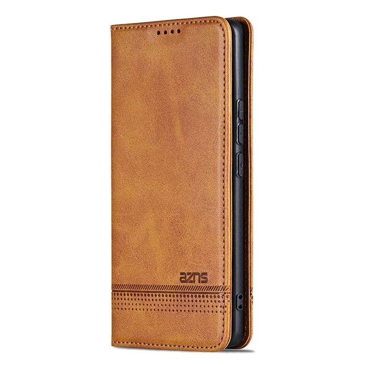 AZNS For vivo V29e (Global) 5G Magnetic Case Cowhide Texture Scratch-proof Phone Wallet Cover - Brown