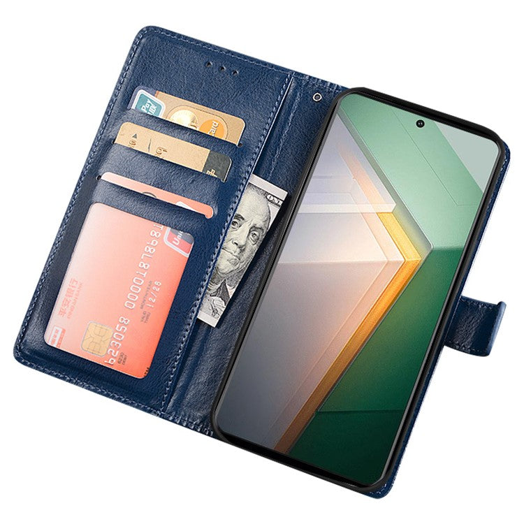 IDEWEI For vivo X100 Pro 5G Phone Case Crazy Horse Wallet Leather Cover - Blue