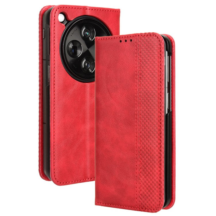 Retro Series For Oppo Find N3 5G / OnePlus Open Case Card Slots PU Leather Phone Covers - Red