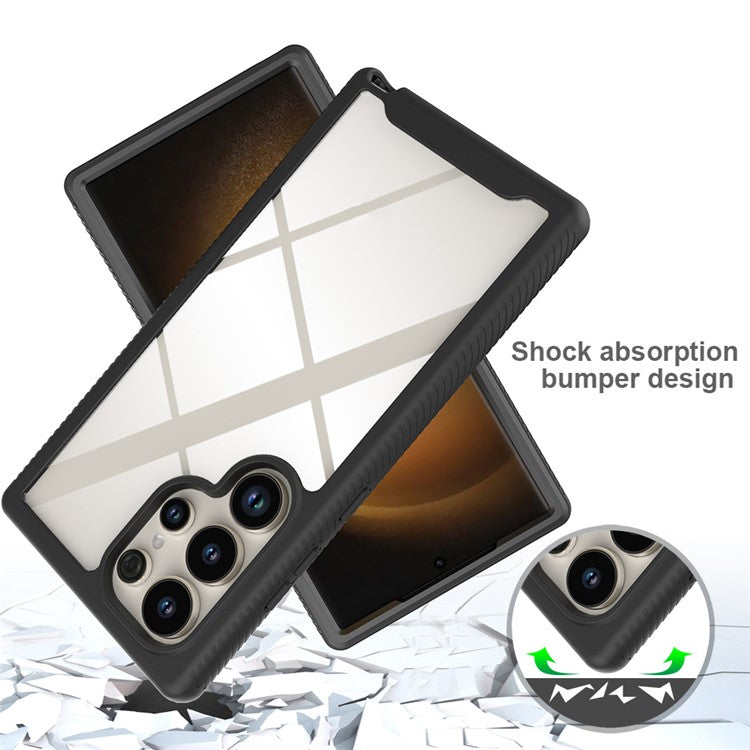 For Samsung Galaxy S24 Ultra Case with PET Screen Film PC+TPU Drop-resistant Phone Protector - Black