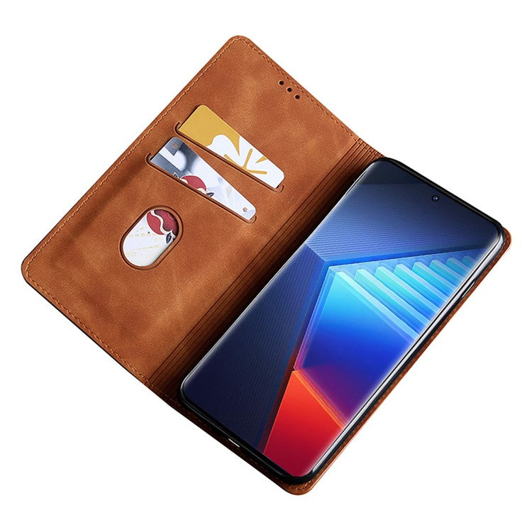 For vivo iQOO Z8x 5G / Y78t 5G Phone Case Card Holder Slots Leather Stand Flip Cover - Light Brown