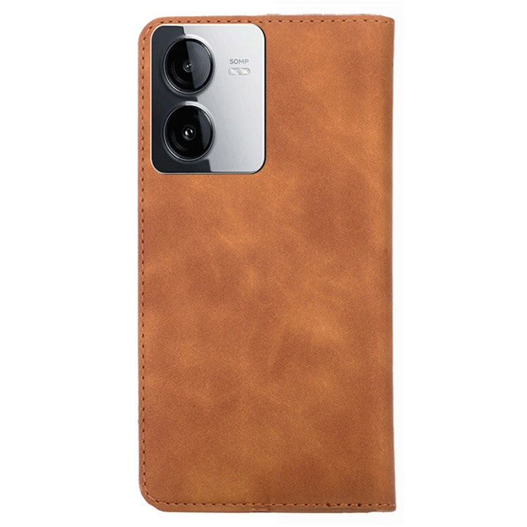 For vivo iQOO Z8x 5G / Y78t 5G Phone Case Card Holder Slots Leather Stand Flip Cover - Light Brown