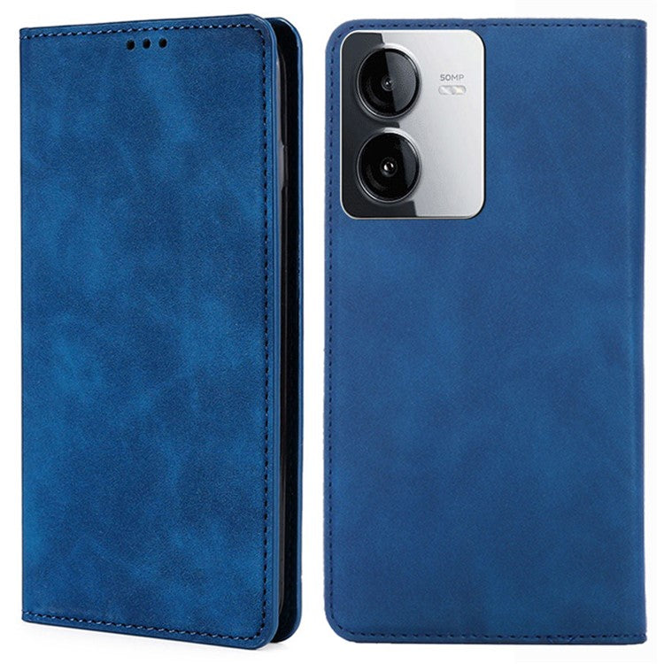 For vivo iQOO Z8x 5G / Y78t 5G Phone Case Card Holder Slots Leather Stand Flip Cover - Blue