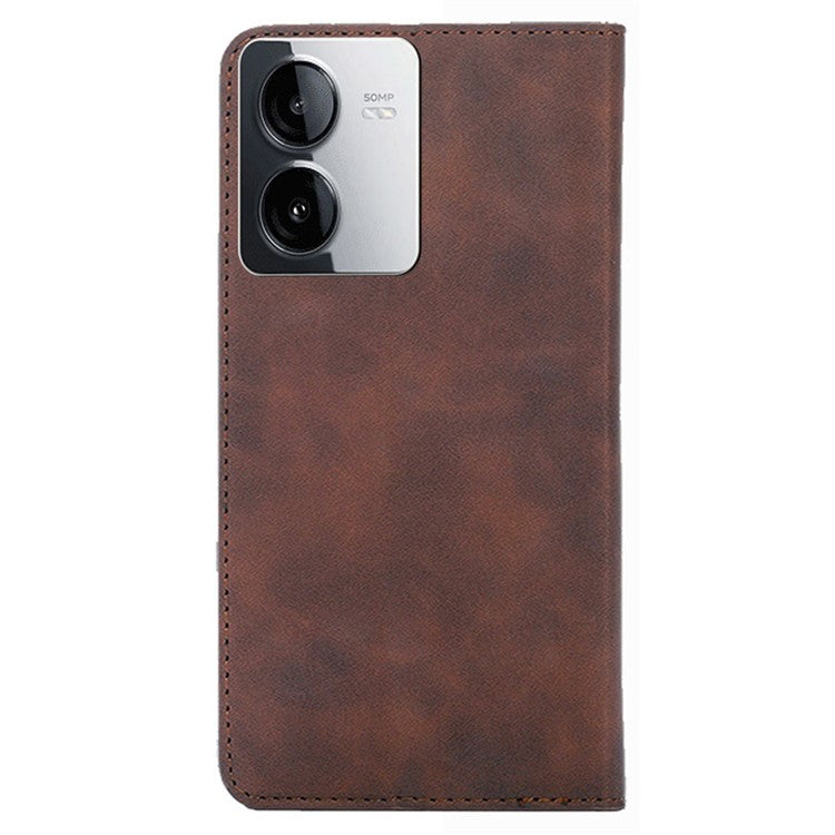 For vivo iQOO Z8x 5G / Y78t 5G Phone Case Card Holder Slots Leather Stand Flip Cover - Dark Brown