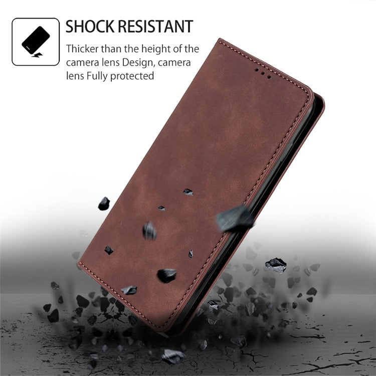 For vivo X100 5G Case with 2 Card Holder Slot Leather Magnetic Closure Cover - Dark Brown