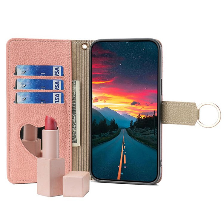 For vivo X100 5G Wallet Case with Card Holder PU Leather Phone Cover Crossbody Bag Purse Style - Pink