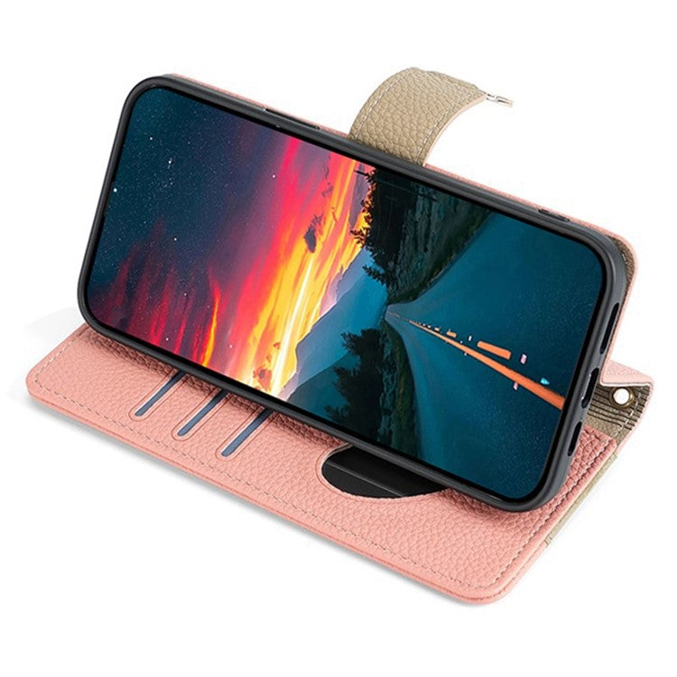 For vivo X100 5G Wallet Case with Card Holder PU Leather Phone Cover Crossbody Bag Purse Style - Pink