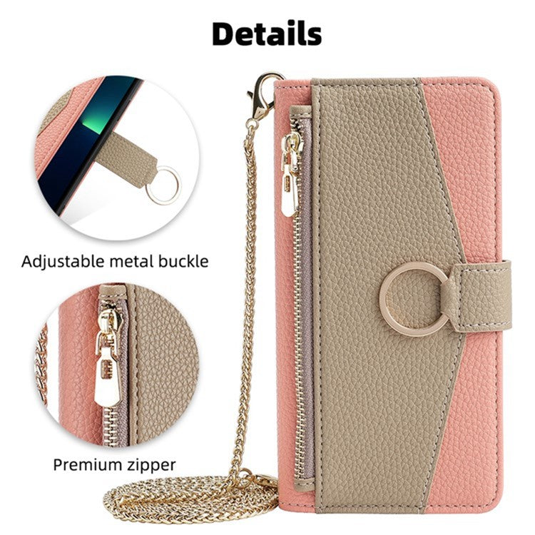 For vivo X100 5G Wallet Case with Card Holder PU Leather Phone Cover Crossbody Bag Purse Style - Pink