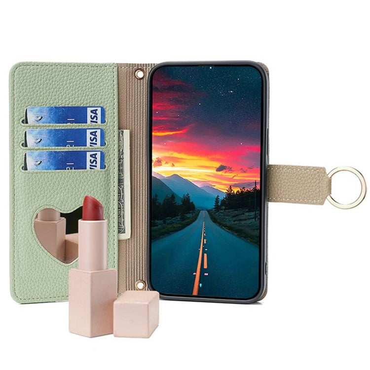 For vivo X100 5G Wallet Case with Card Holder PU Leather Phone Cover Crossbody Bag Purse Style - Green