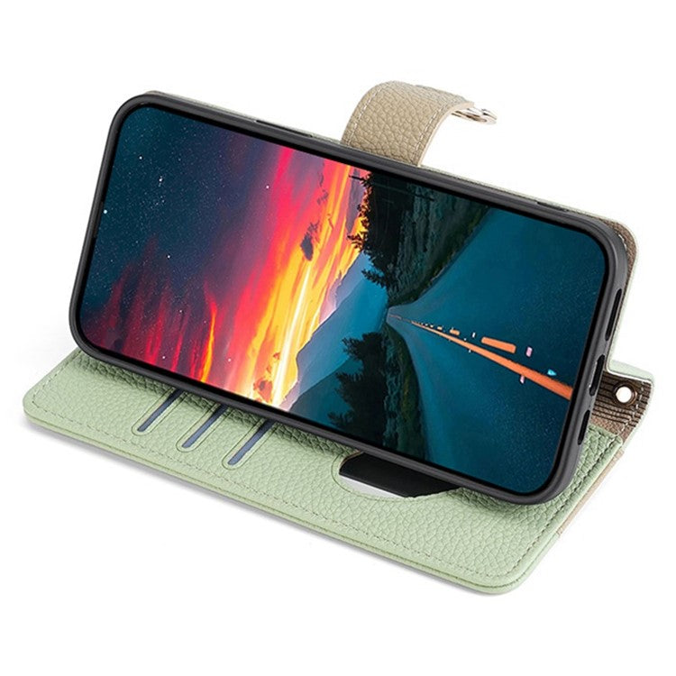 For vivo X100 5G Wallet Case with Card Holder PU Leather Phone Cover Crossbody Bag Purse Style - Green