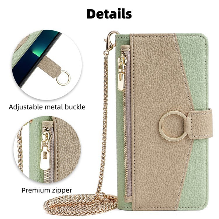 For vivo X100 5G Wallet Case with Card Holder PU Leather Phone Cover Crossbody Bag Purse Style - Green