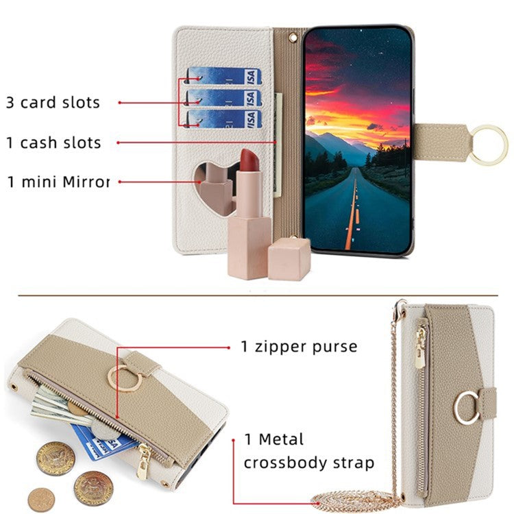 For vivo X100 5G Wallet Case with Card Holder PU Leather Phone Cover Crossbody Bag Purse Style - White