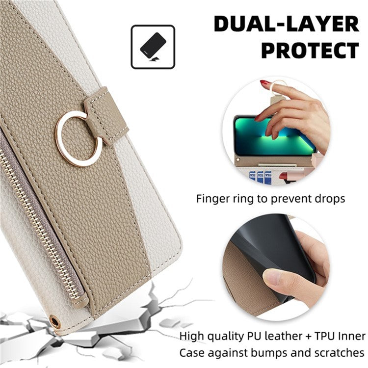 For vivo X100 5G Wallet Case with Card Holder PU Leather Phone Cover Crossbody Bag Purse Style - White