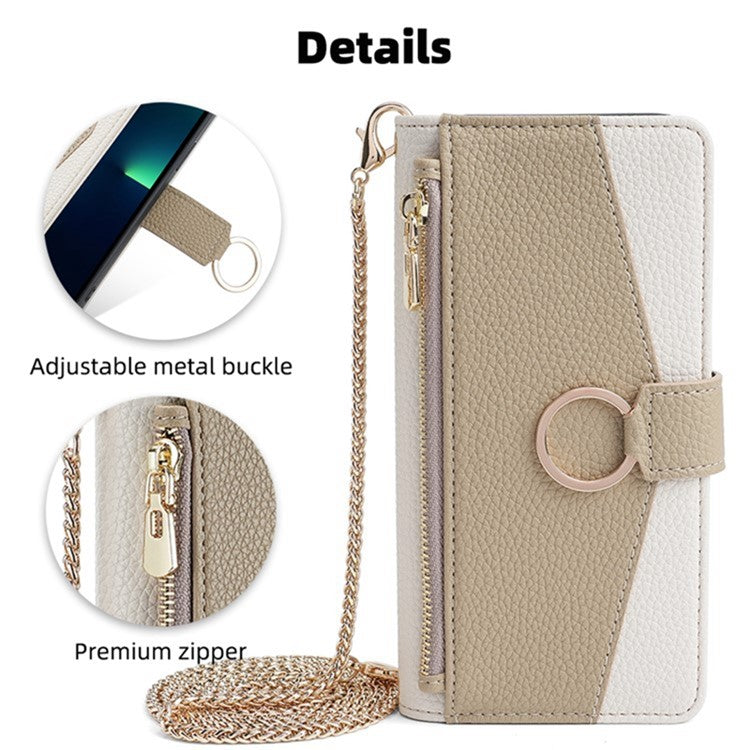 For vivo X100 5G Wallet Case with Card Holder PU Leather Phone Cover Crossbody Bag Purse Style - White