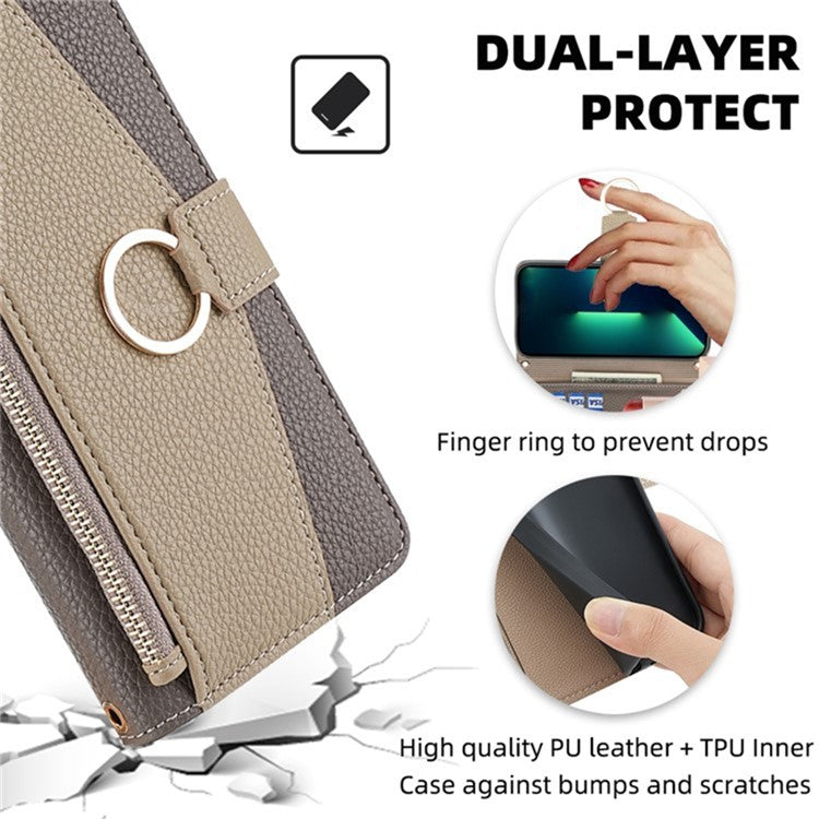 For vivo X100 5G Wallet Case with Card Holder PU Leather Phone Cover Crossbody Bag Purse Style - Grey