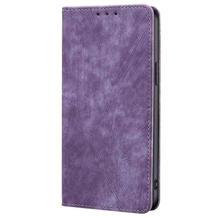 For vivo Y17s 4G Leather Case Anti-scratch RFID Blocking Phone Stand Cover with Magnetic Closure - Purple