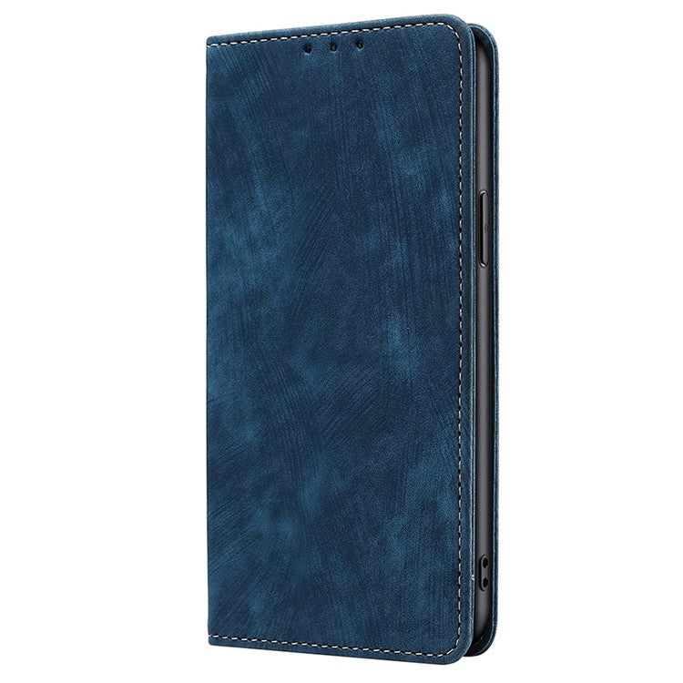 For vivo Y17s 4G Leather Case Anti-scratch RFID Blocking Phone Stand Cover with Magnetic Closure - Blue