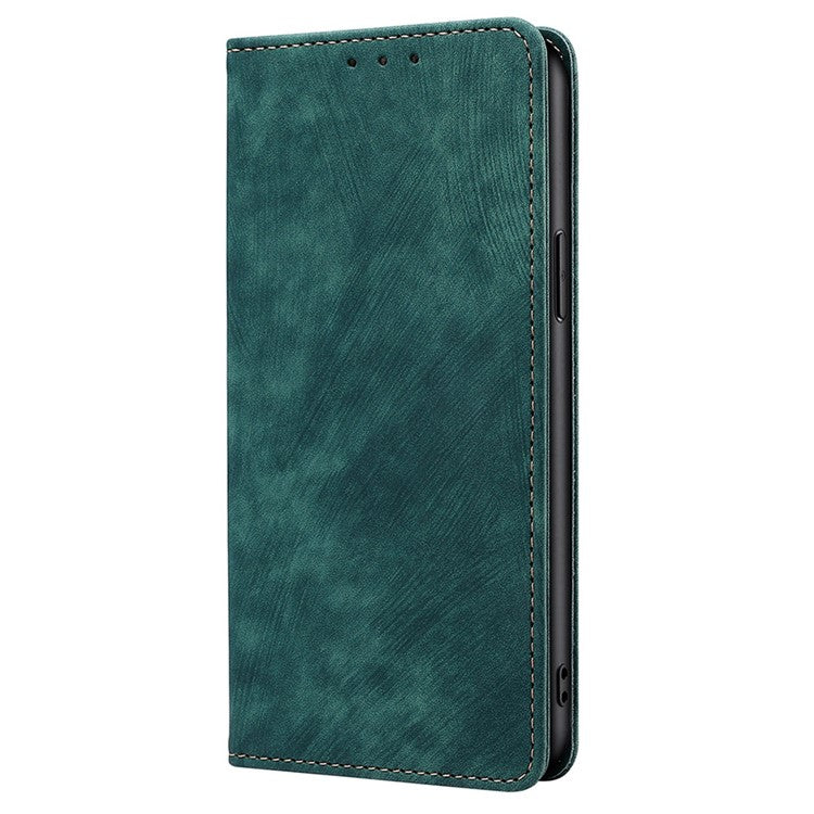 For vivo Y17s 4G Leather Case Anti-scratch RFID Blocking Phone Stand Cover with Magnetic Closure - Green