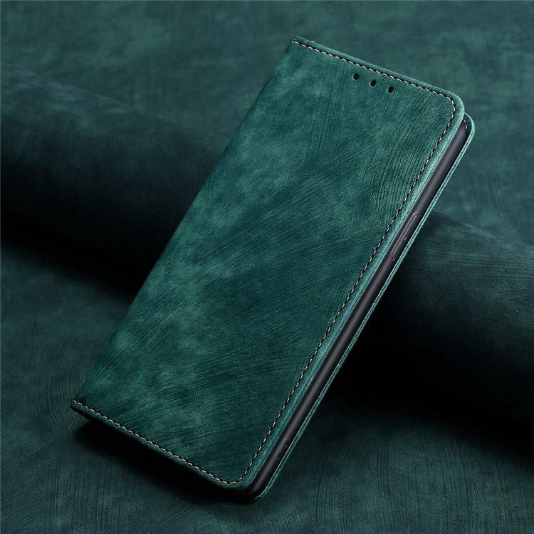 For vivo Y17s 4G Leather Case Anti-scratch RFID Blocking Phone Stand Cover with Magnetic Closure - Green