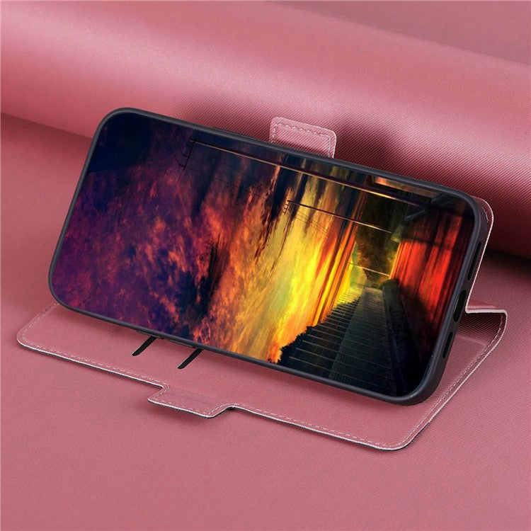 Phone Case for vivo Y17s 4G Side Magnetic Closure Stand Full Protection Cover - Pink