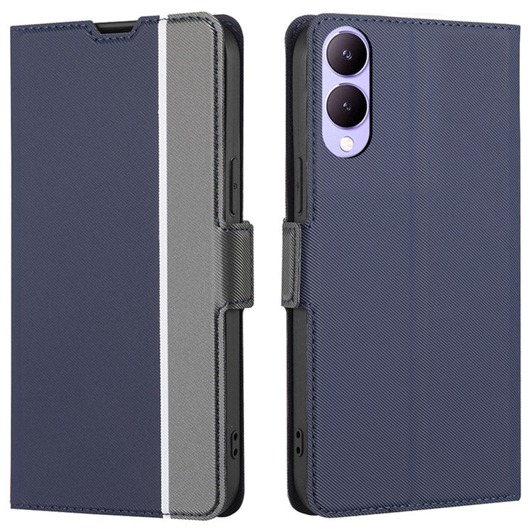 Phone Case for vivo Y17s 4G Side Magnetic Closure Stand Full Protection Cover - Blue