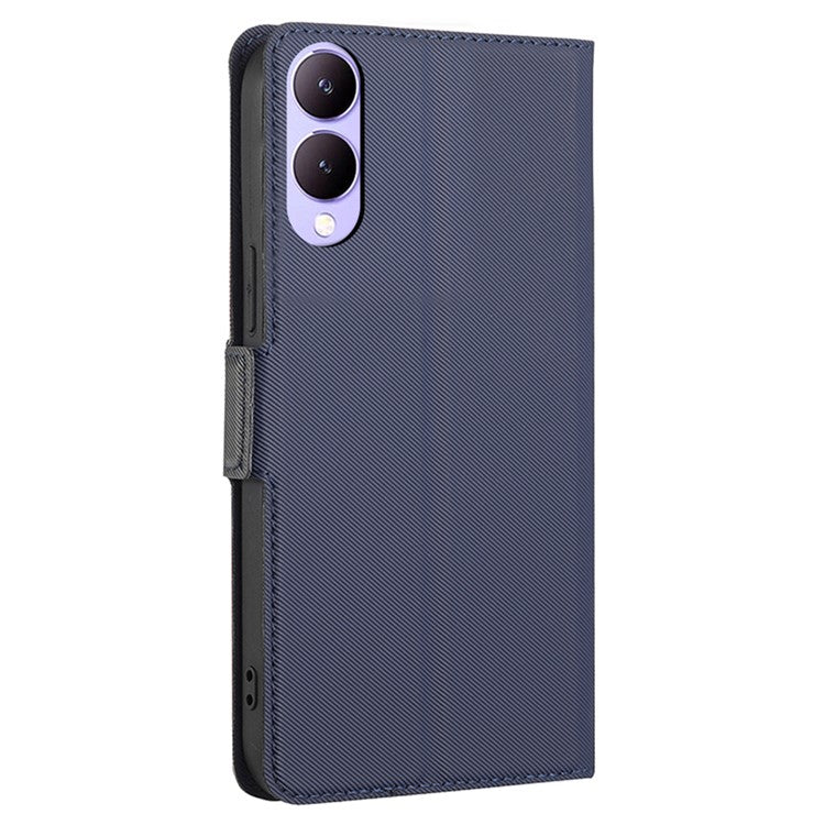 Phone Case for vivo Y17s 4G Side Magnetic Closure Stand Full Protection Cover - Blue