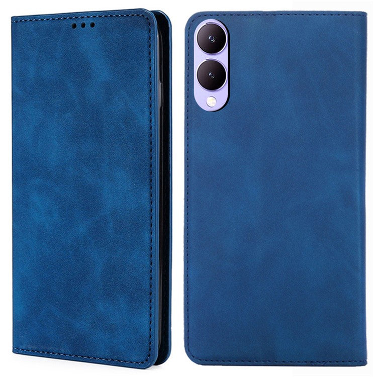 For vivo Y17s 4G Case 2 Card Holder Slot PU Leather Phone Cover Skin Touch Feeling - Blue