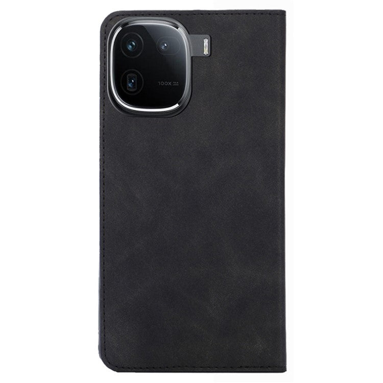 For vivo iQOO 12 Pro 5G Skin-touch Cover Flip Protective Phone Case Magnetic Auto-absorbed - Black