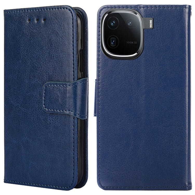 Case Collection for vivo iQOO 12 Pro 5G Leather Folio Flip Cover Magnetic Closure Stand - Sapphire