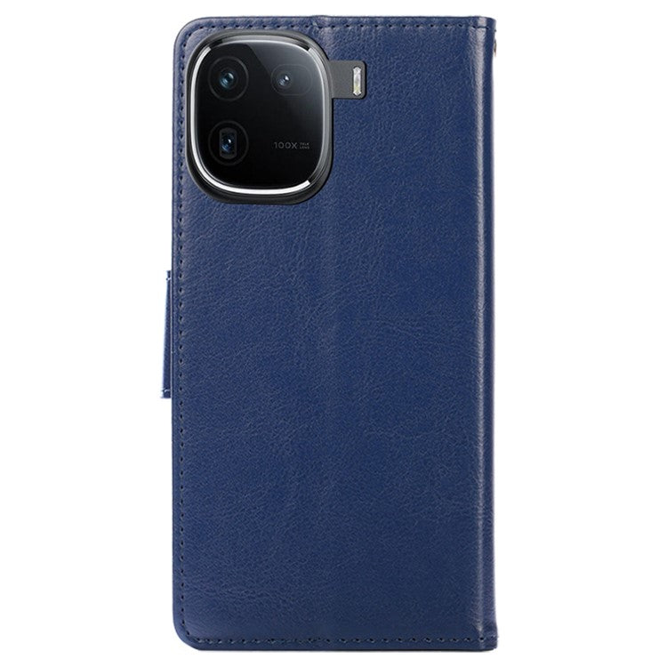 Case Collection for vivo iQOO 12 Pro 5G Leather Folio Flip Cover Magnetic Closure Stand - Sapphire